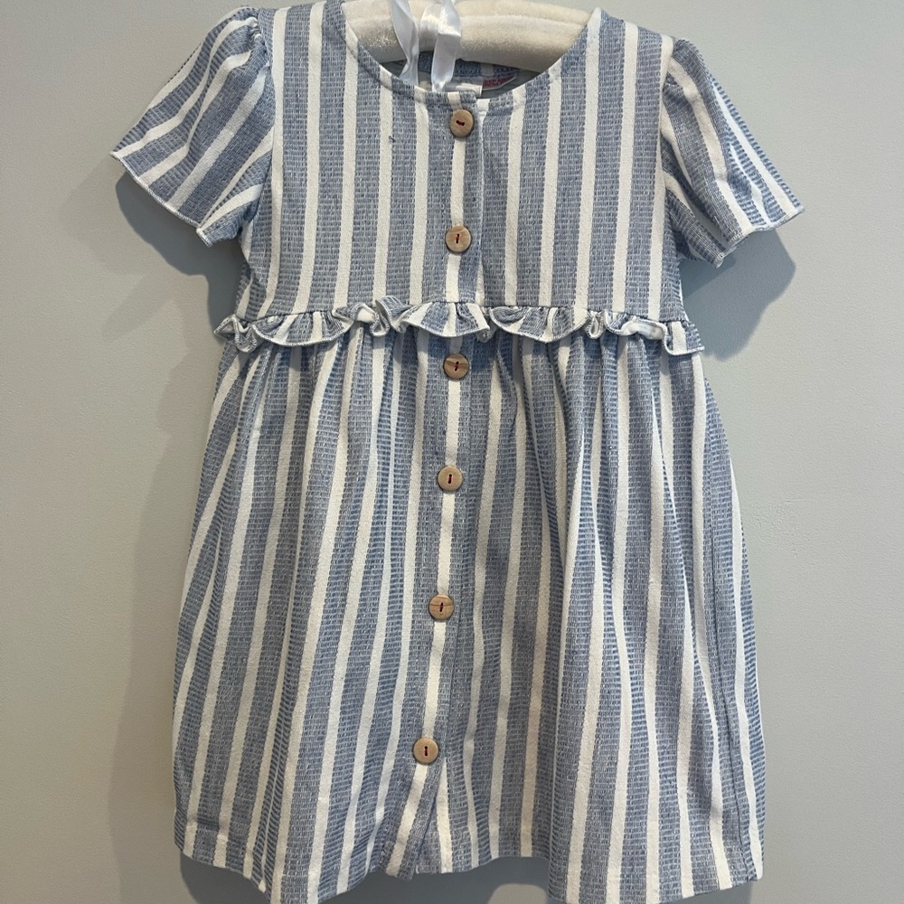 Zara Kids Blue and White Striped Dress